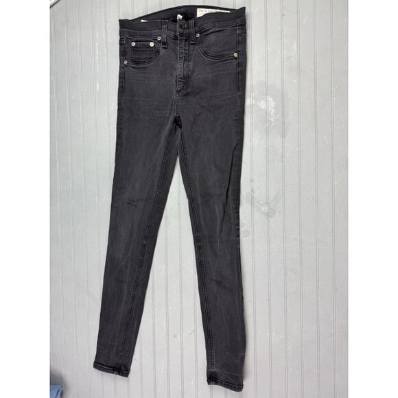 Rag & Bone Size 25 Womens Jeans Hi Rise Ankle SKinny Black Mid Rise Stretch - Picture 1 of 3